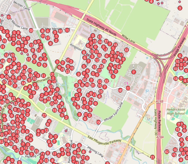 A picture of clustered dots for VTD 162